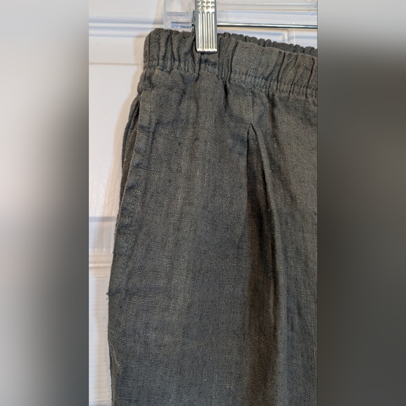 NWT Studio B women's linen relaxed fit elastic waist olive green pants sz M - Picture 4 of 9